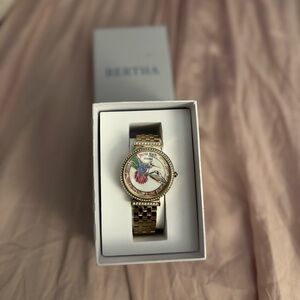 Gold Women's Watch with Artistic Dial